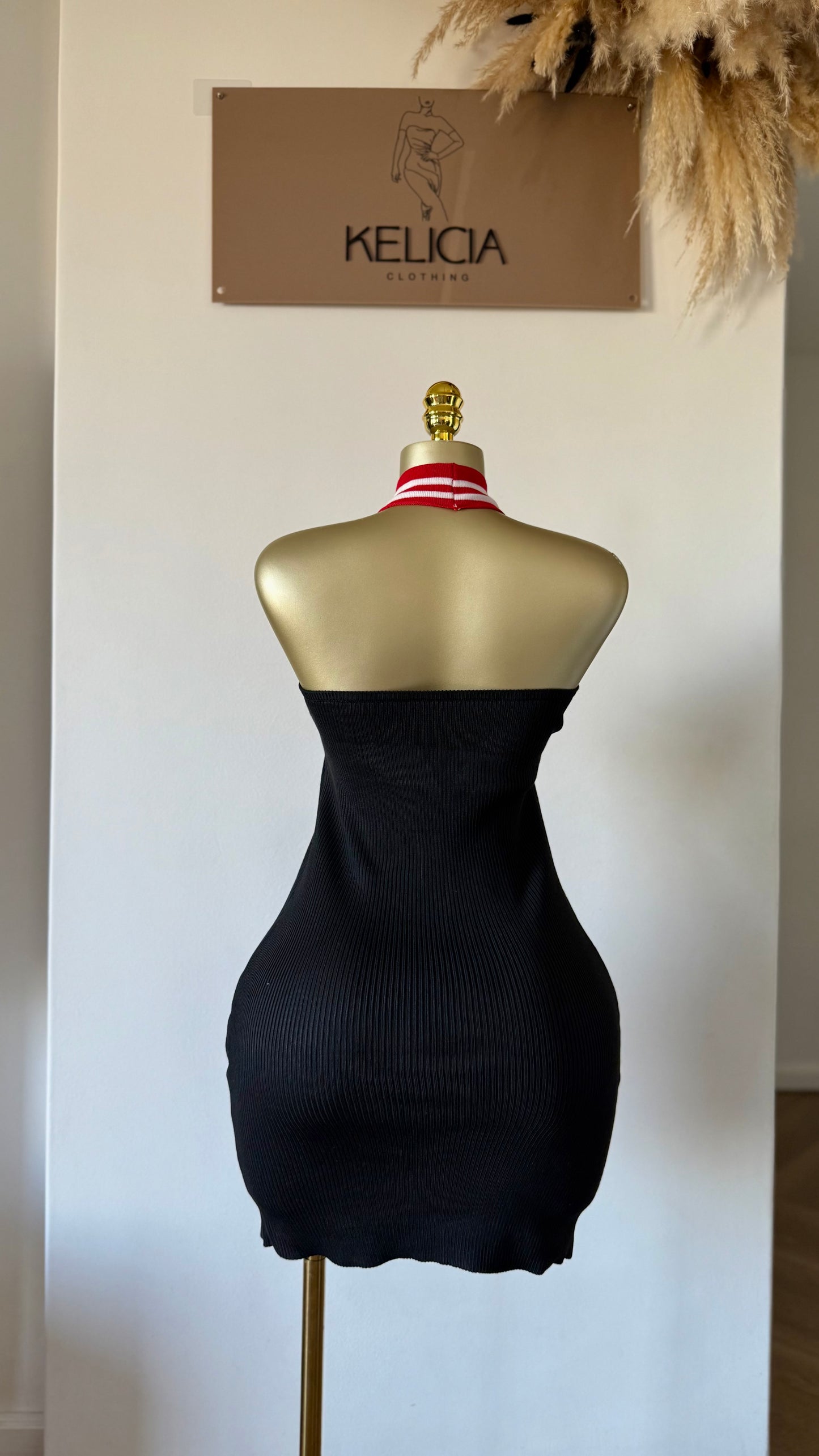 Halter Neck Knit Mini Dress