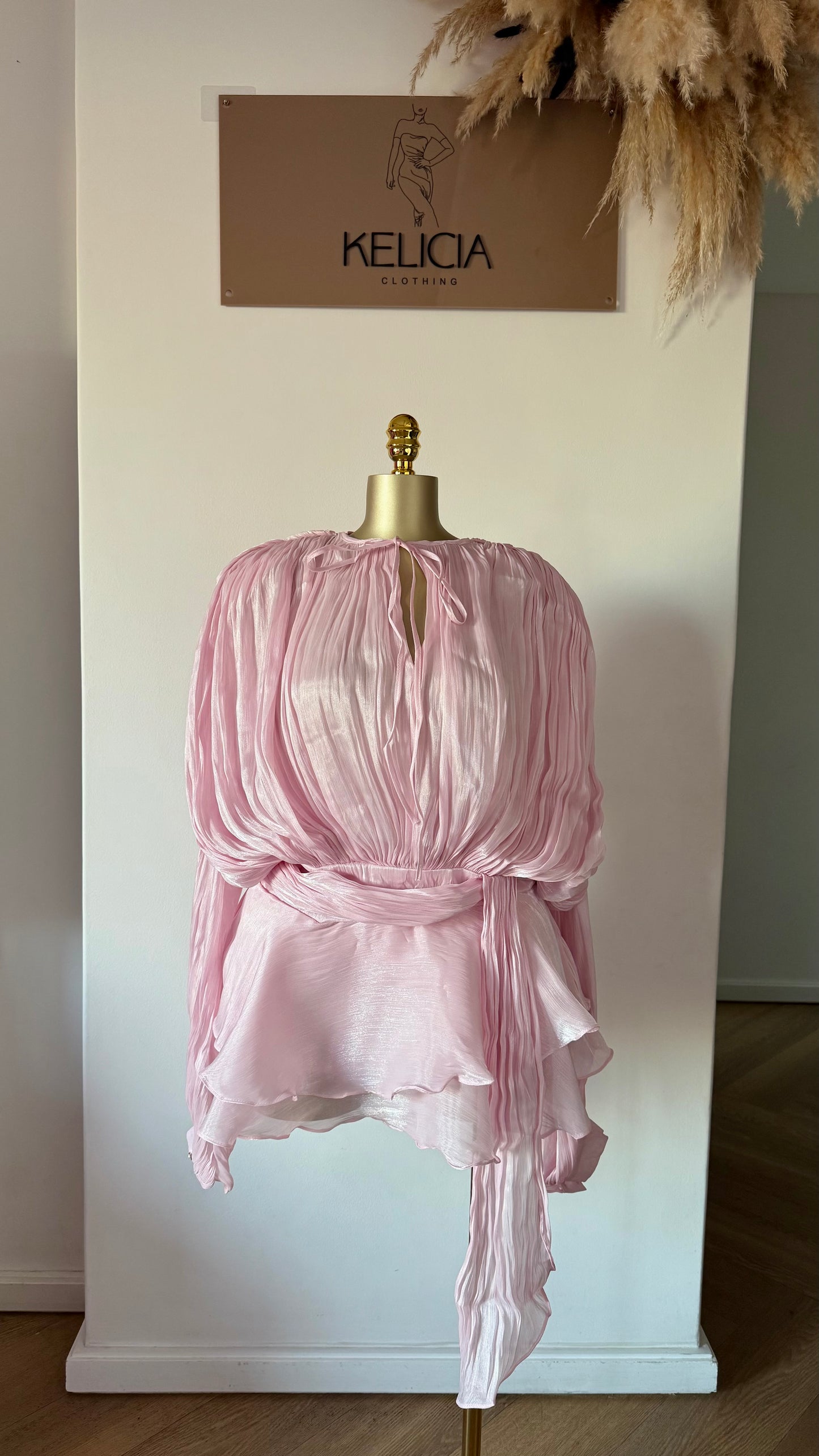 PREORDER Ruffle Chiffon Mini Dress in Pink with Shorts