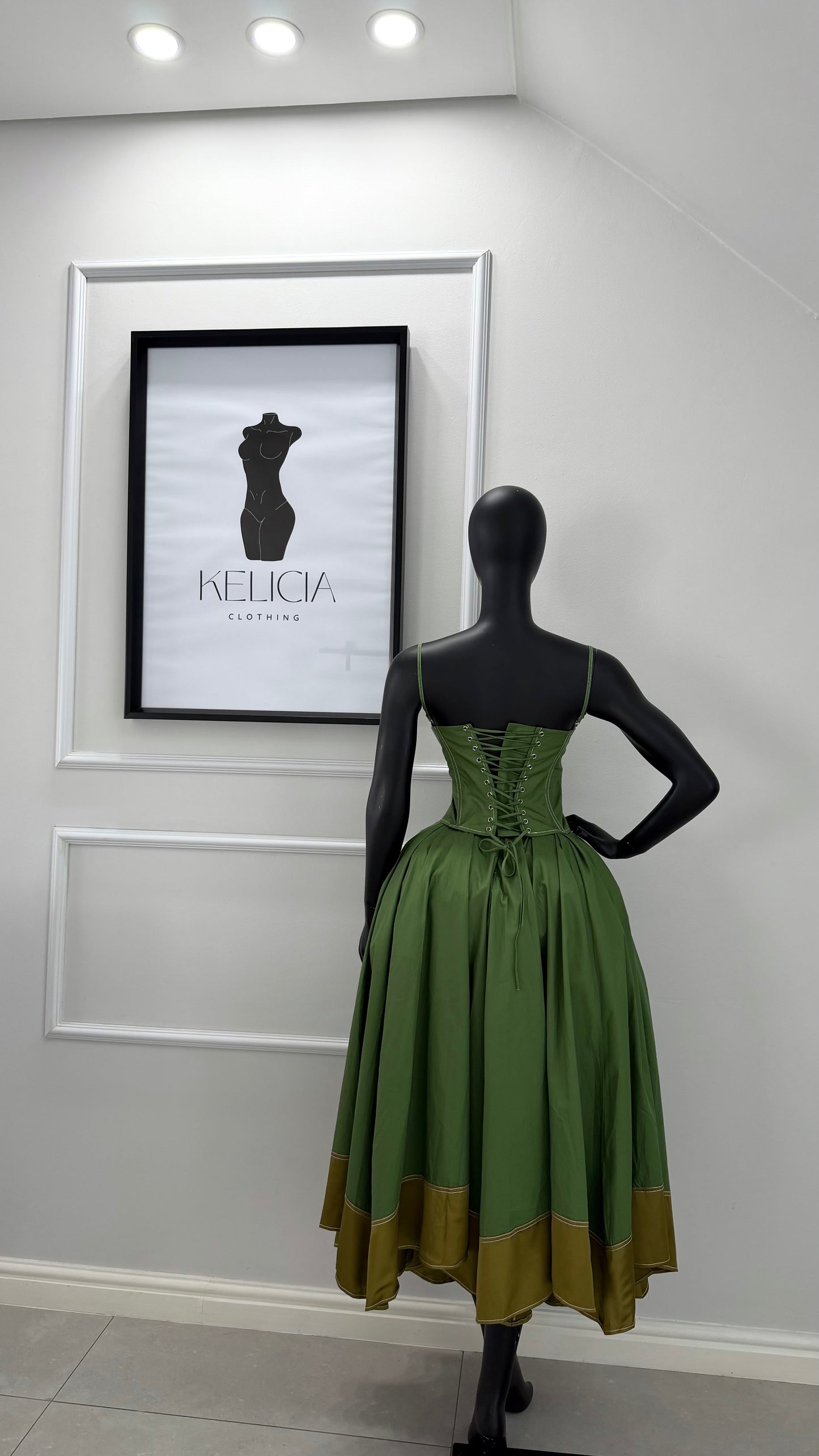 Corset Skirt Set in Green
