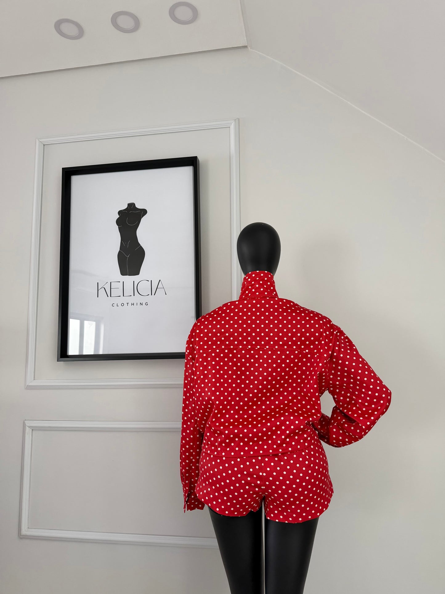 Polka Dot Jacket and Shorts Set in Red