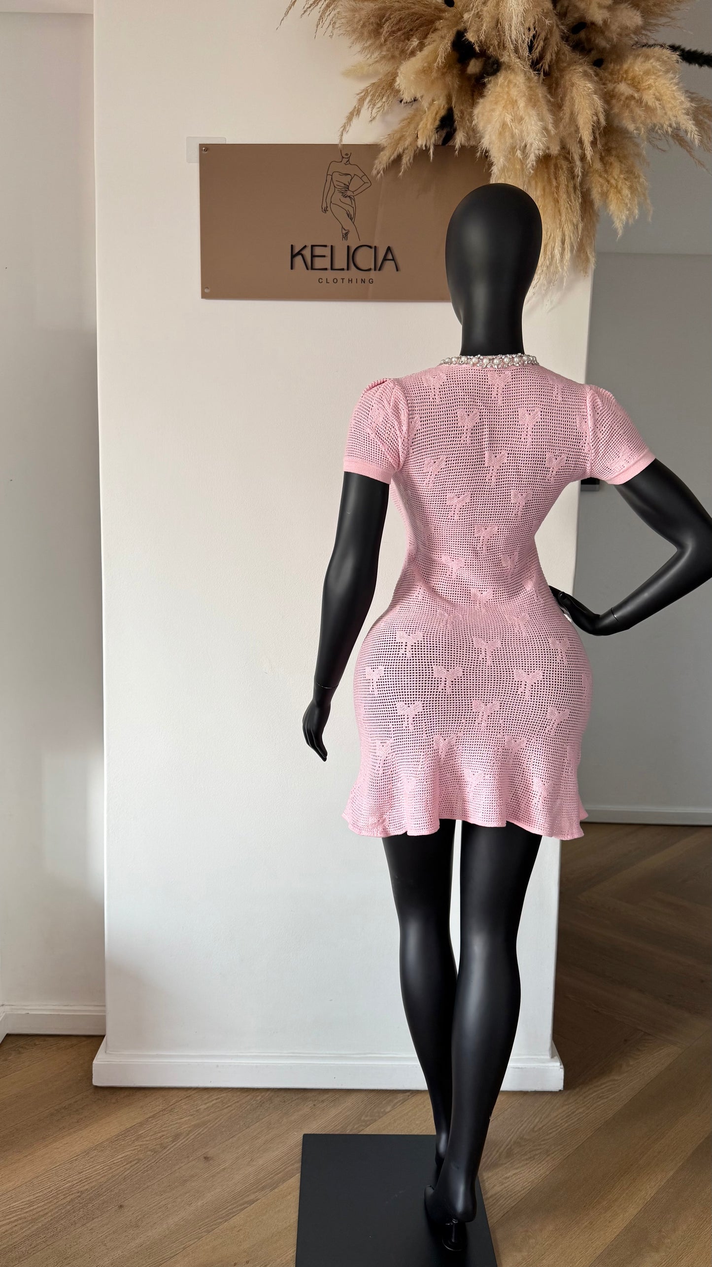 Knit Mini Dress with Bows