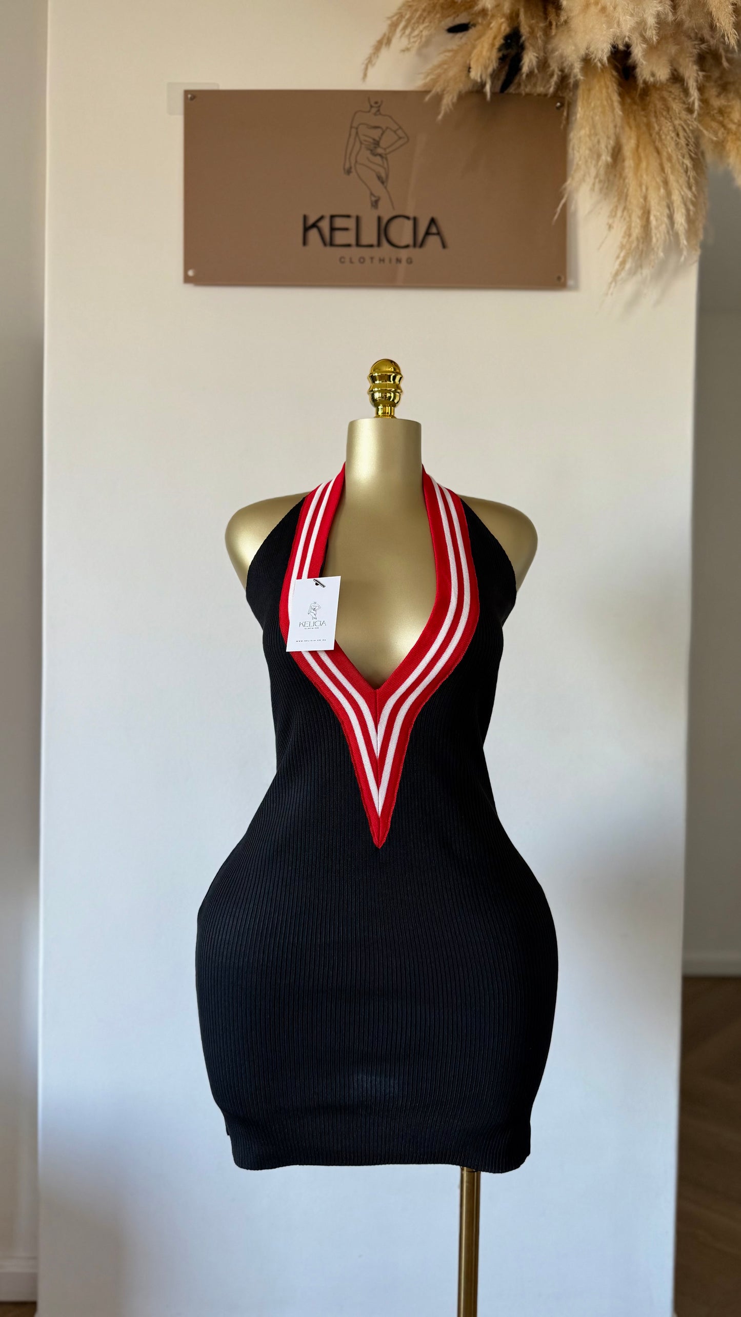 Halter Neck Knit Mini Dress