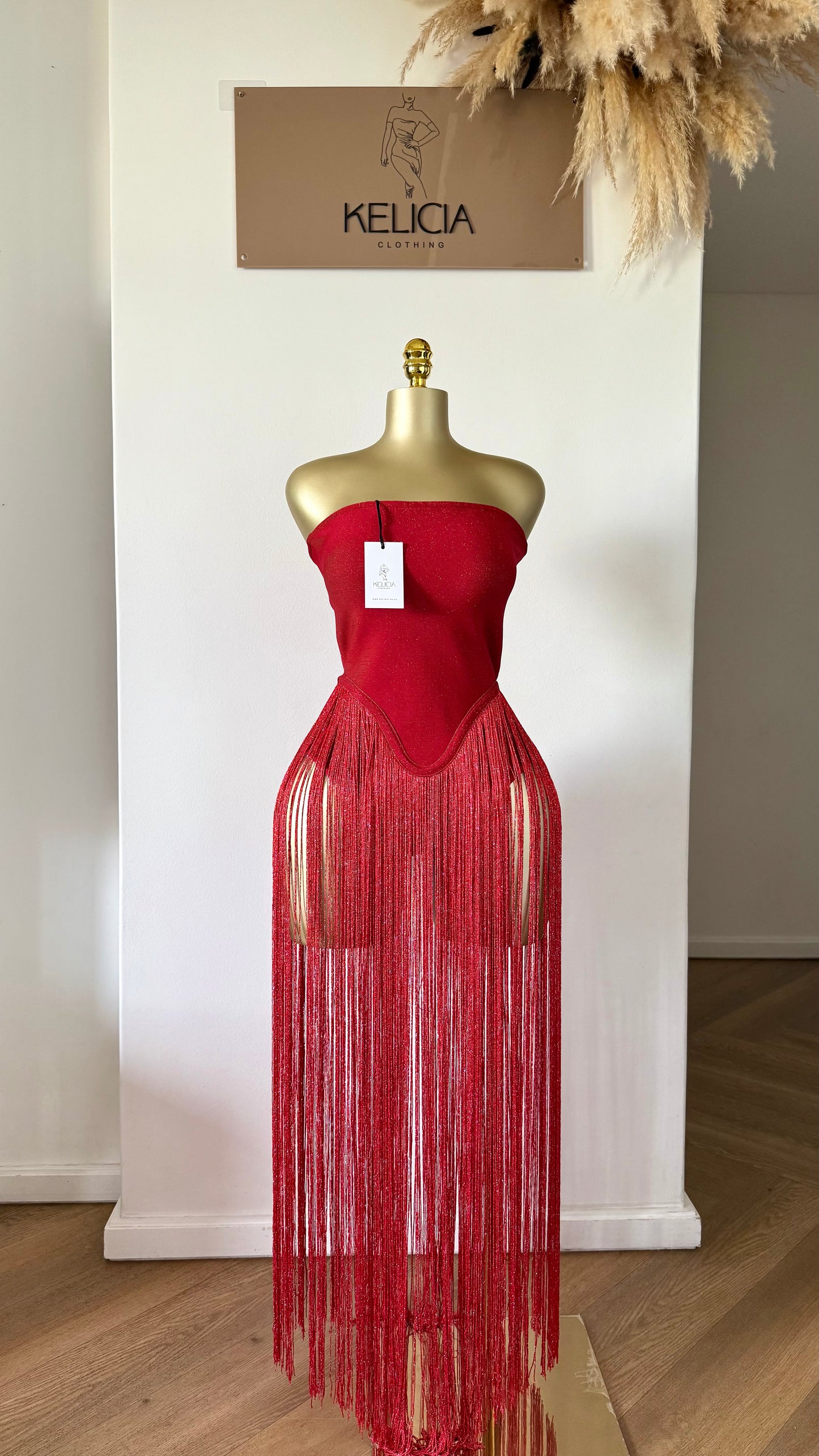 Strapless Fringe Maxi Dress