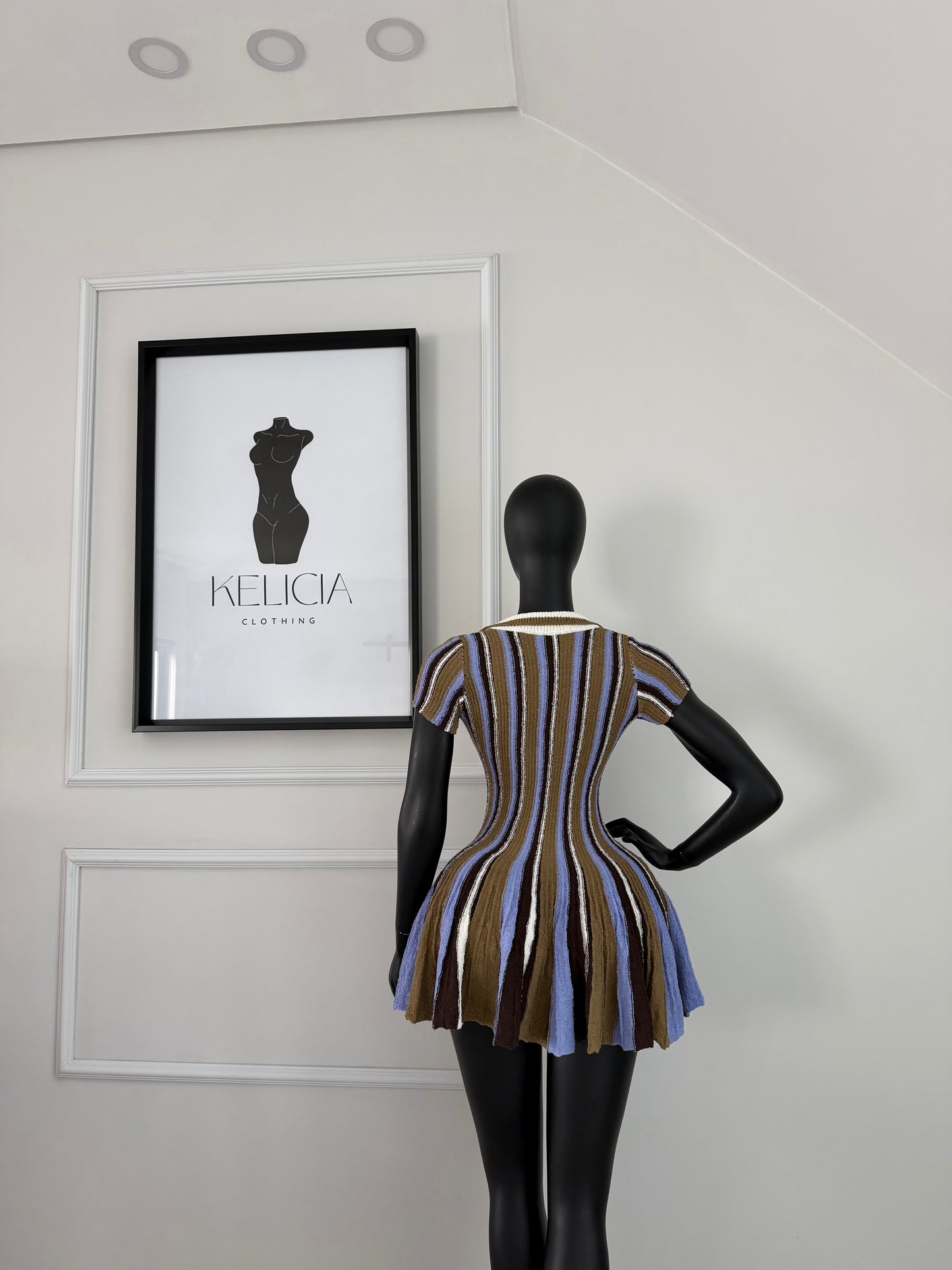 Striped Polo Neck Mini Dress
