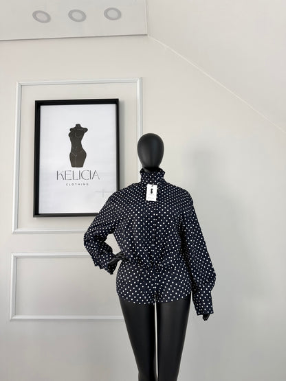 Polka Dot Long Sleeve Jacket and Shorts Set