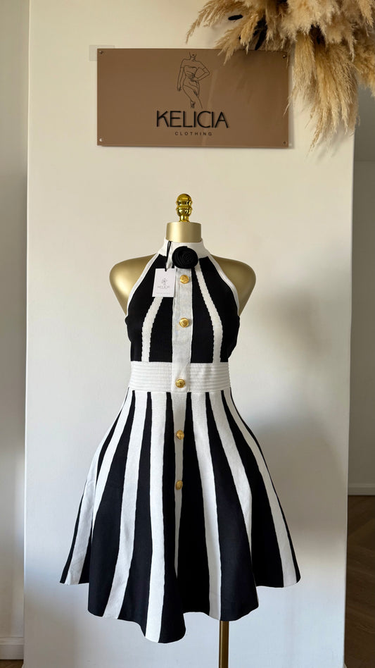 Knit Striped Halter Mini Dress