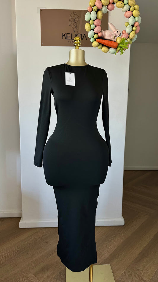 Long Sleeve Back Detail Midi Dress