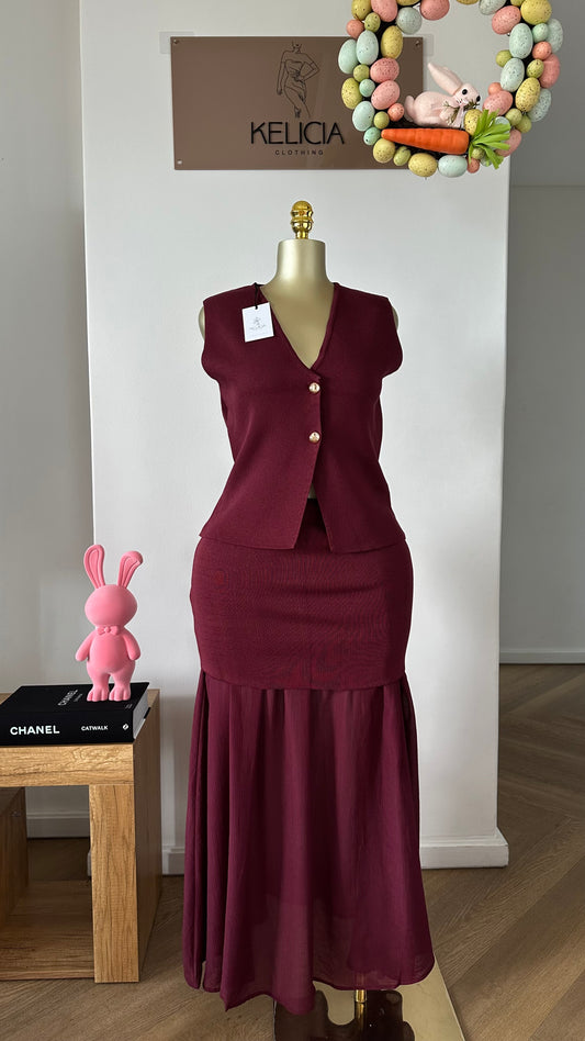 Knit Vest and Maxi Skirt Set