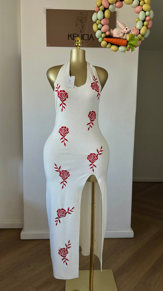 Rose Knit Halter Maxi Dress (Meshki Shiloh Dupe)