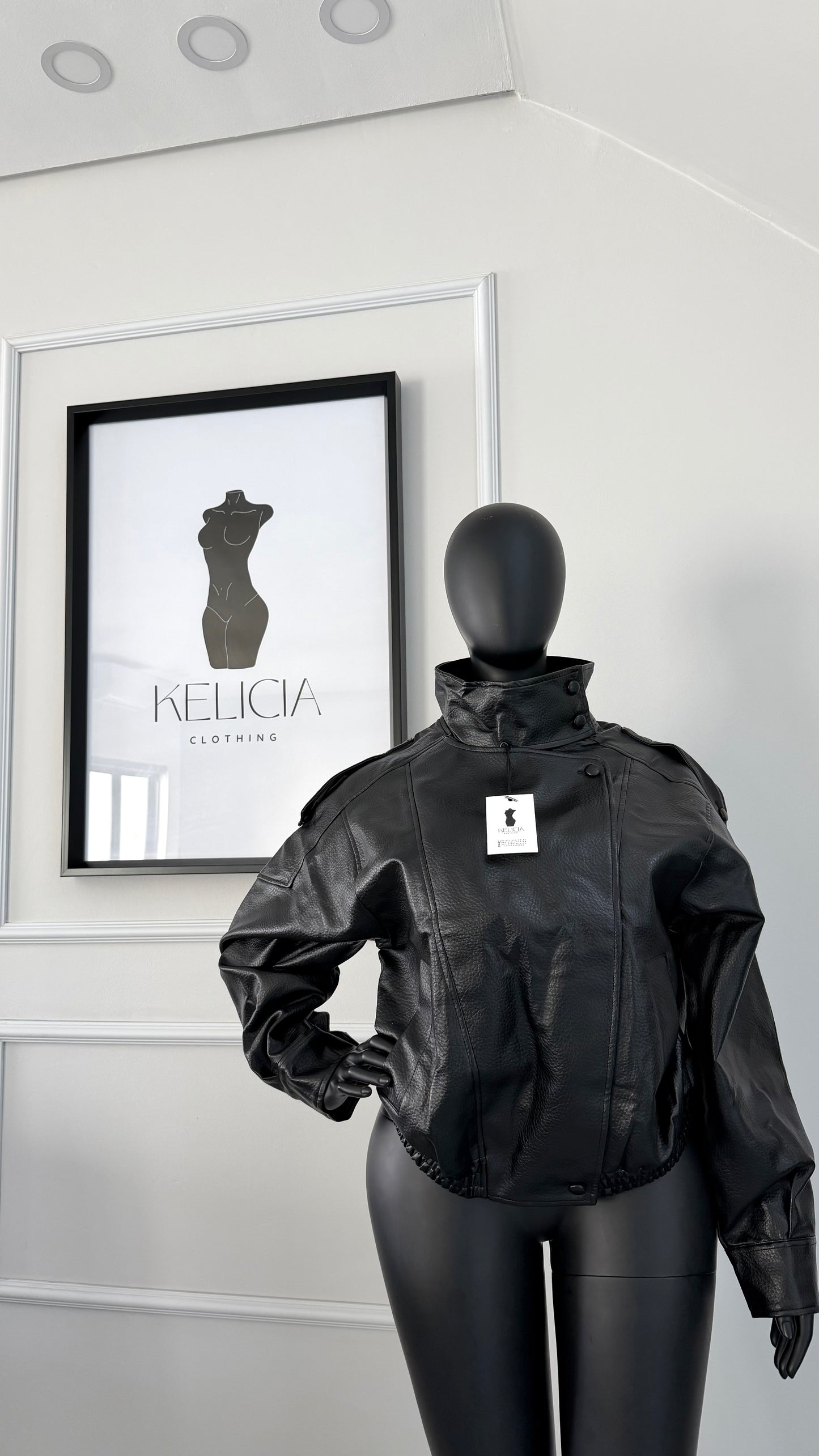 Faux Leather Jacket in Black