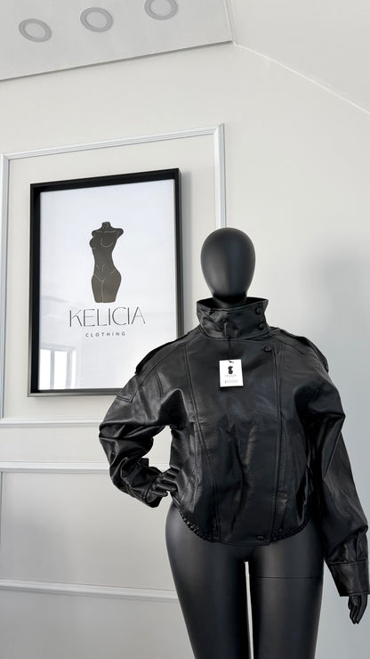 Faux Leather Jacket in Black