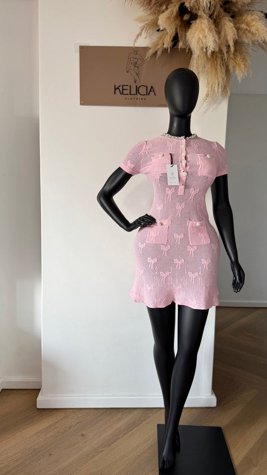 Knit Mini Dress with Bows