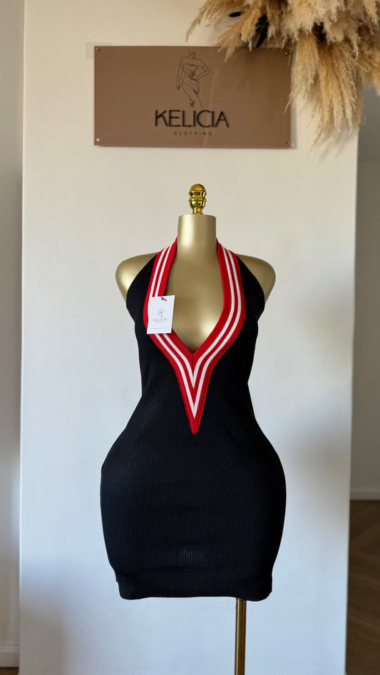 Halter Neck Knit Mini Dress