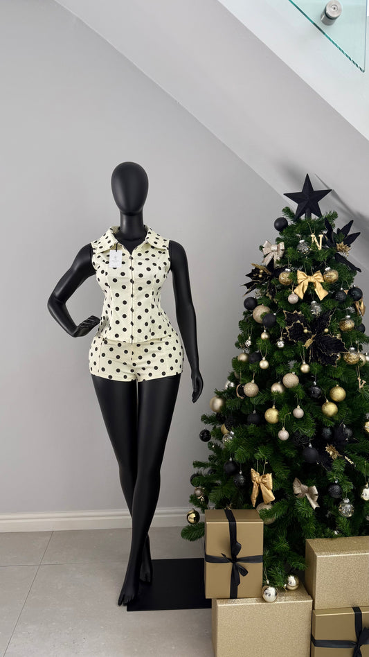 Polka Dots Top and Mini Shorts Set