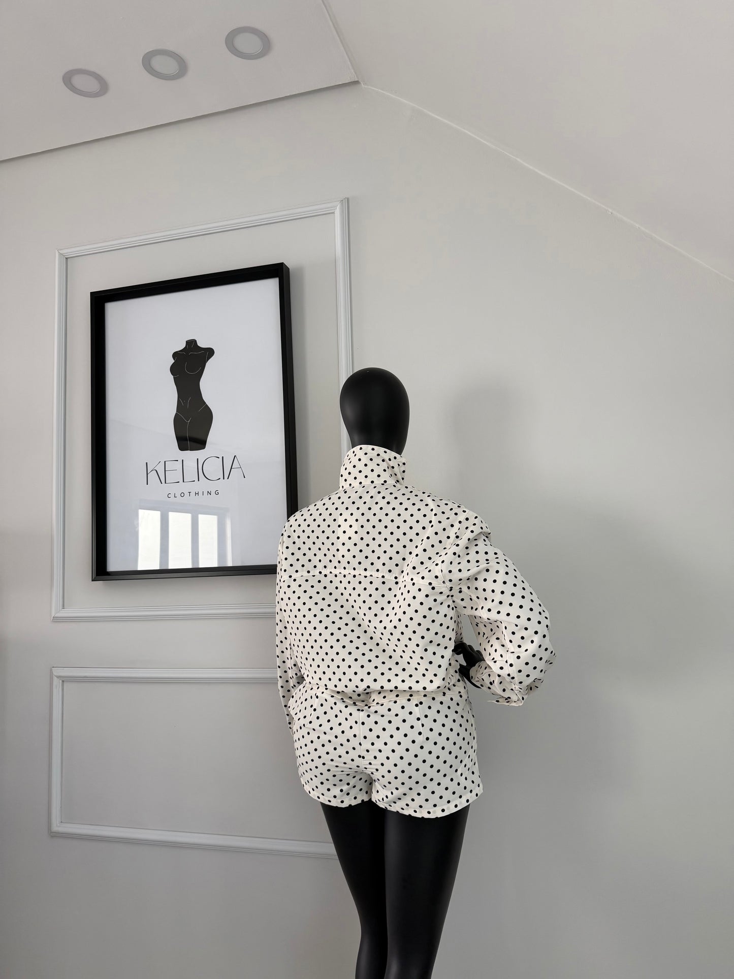 Polka Dot Jacket and Shorts Set in White