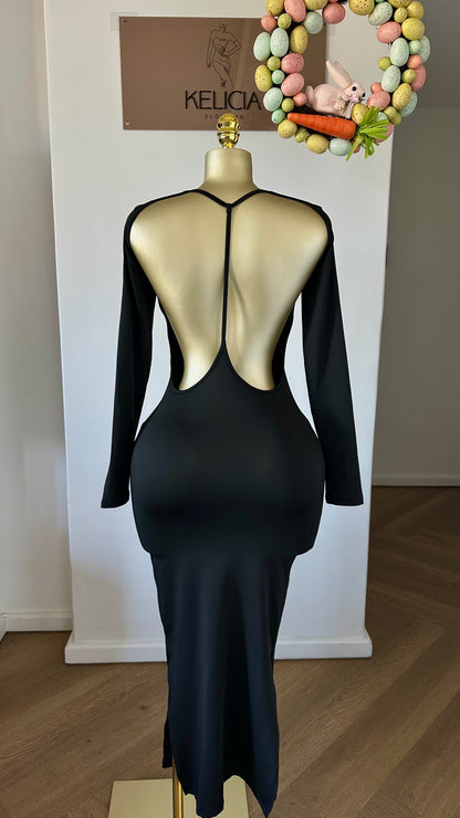Long Sleeve Back Detail Midi Dress