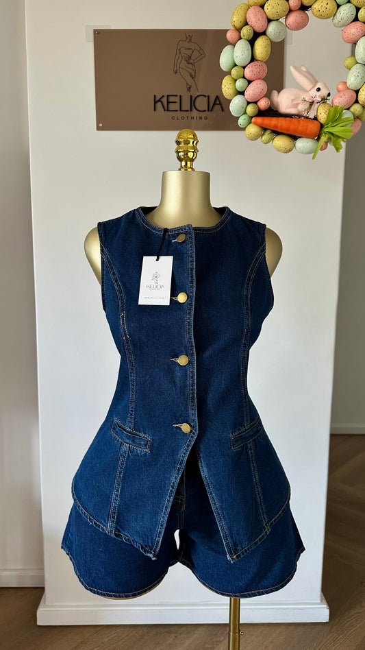 Denim Top and Shorts Set (Meshki Dupe)