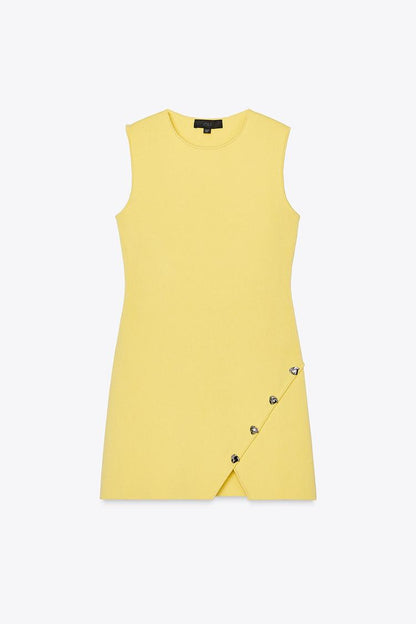 Irregular Button Knit Dress