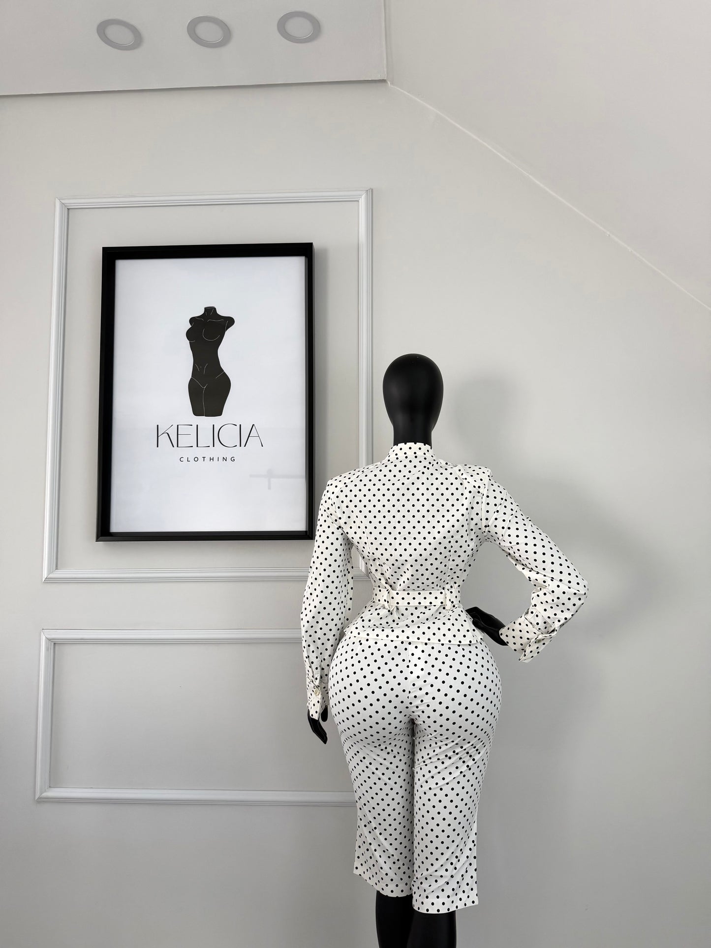 Polka Dot Long Sleeve Jacket and Capri Set