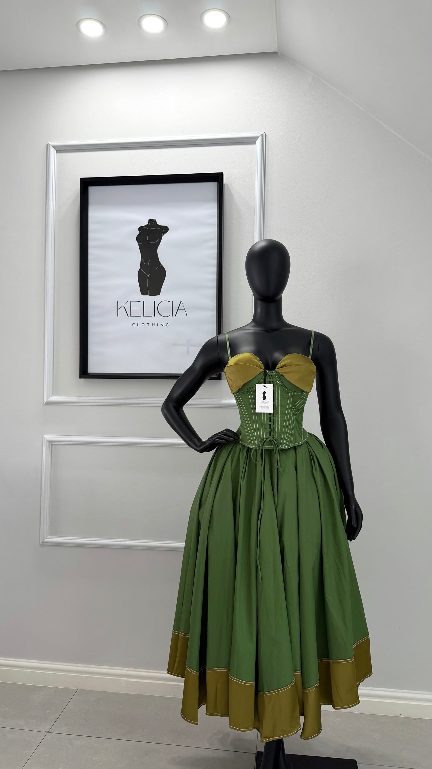 Corset Skirt Set in Green