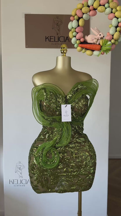 PRELOVED Spiral Detail Sequins Mini Dress