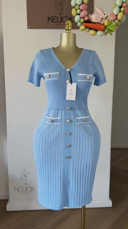 Knit Button Detail Dress